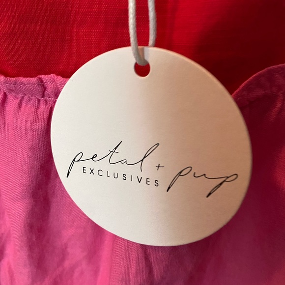 Petal and pup pink/red midi dress with tie shoulders! - Picture 3 of 3